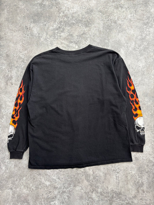 2001 Skull “Flame Sleeve” Long Sleeve Tee XL