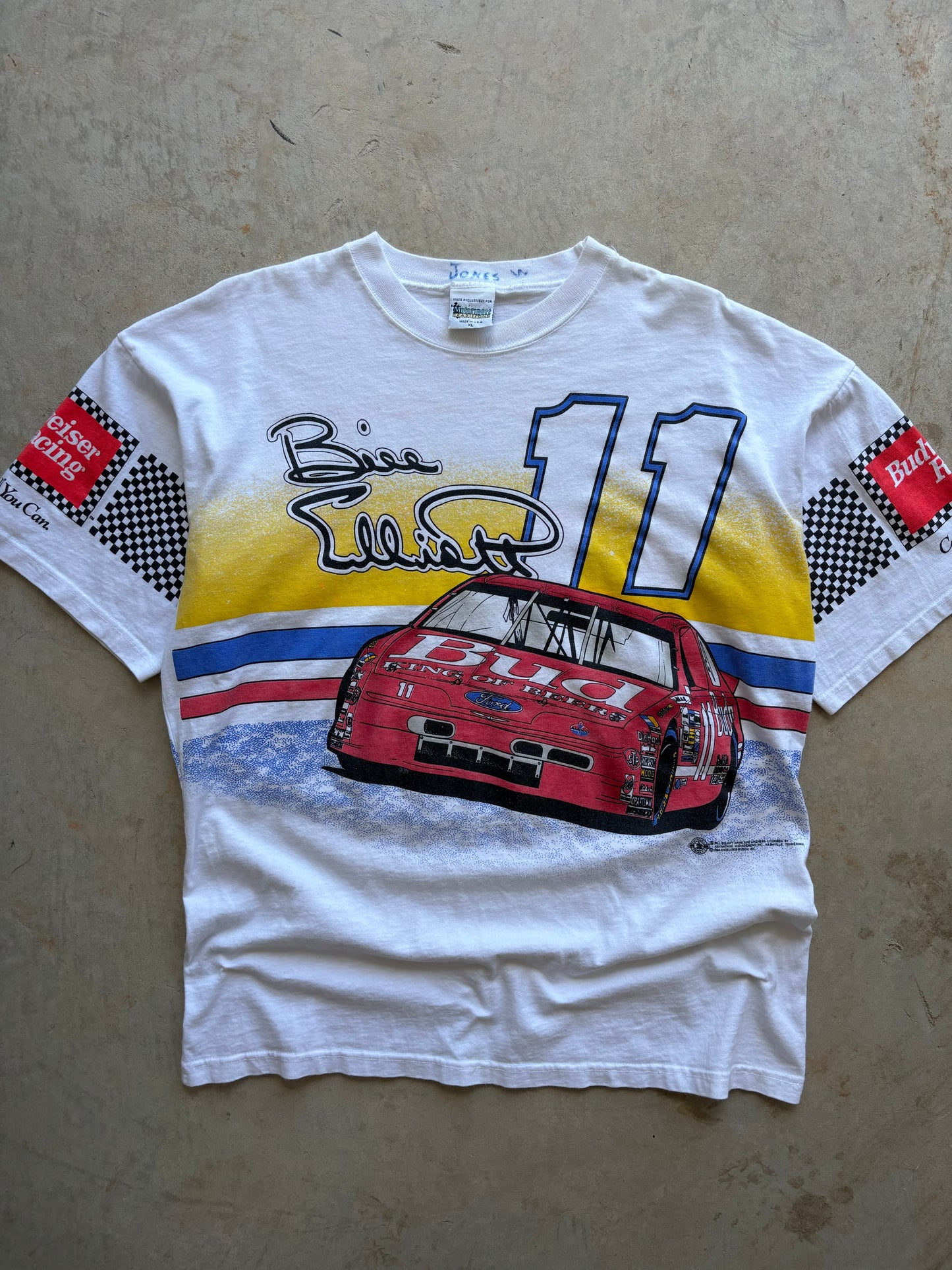 1994 Bill Elliott Budweiser NASCAR All Over Print Tee Size XL