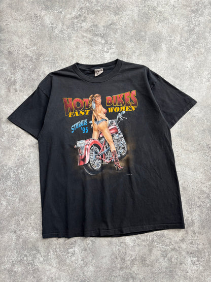 1995 Sturgis “Hot Bikes Fast Women” Biker Tee XL
