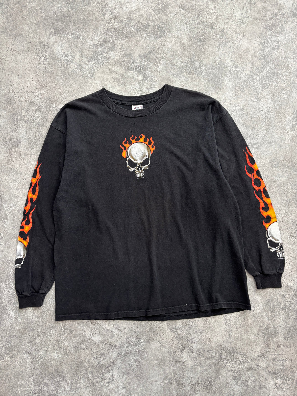 2001 Skull “Flame Sleeve” Long Sleeve Tee XL