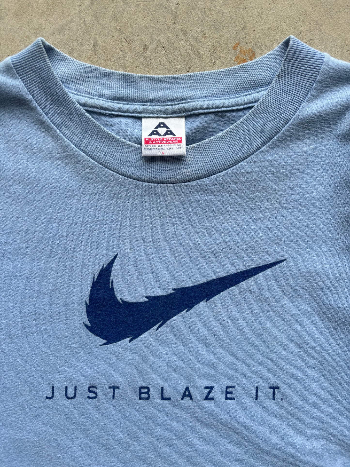 Early 2000's Just Blaze It Nike Parody Tee Size Large